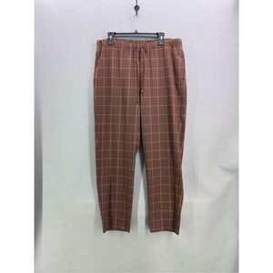 J. Jill Womens Brown Plaid Drawstring Cropped Ankle Trouser Pants Size XL Tall